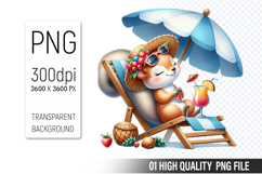 Summer Squirrel Clipart PNG | Summer Watercolor Animals Product Image 1