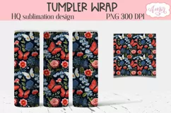 Embroidery floral tumbler wrap PNG for sublimation Product Image 2