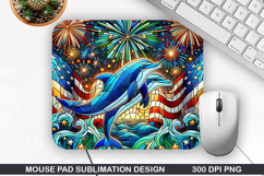 Dolphins Mouse Pad Sublimation, 4th Of July Mouse Pad PNG Product Image 1