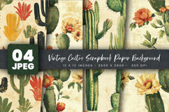 Vintage Cactus Scrapbook Paper Background Product Image 1