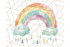 Watercolor Dinosaur and Rainbow PNG Clipart, Baby Nursery Product Image 4