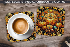 Pumpkin Coaster Sublimation, Halloween Coaster PNG Design Product Image 1