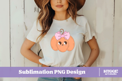 Coquette Girly Halloween Pumpkin Pink Bow Clipart PNG DTF Product Image 2