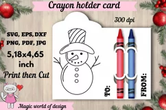 Christmas Snowman Coloring Card svg, Crayon Holder Card Product Image 1