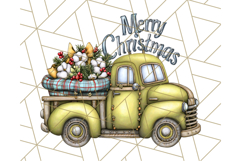 Vintage Christmas Truck Clipart PNG, Retro Holiday Vehicle Product Image 4