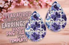 Chic Floral Fantasy PNG Teardrop Earring Design Sublime Product Image 1
