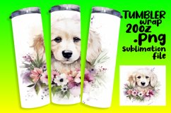 Lively Watercolor Tumbler with Dog and Floral Product Image 1