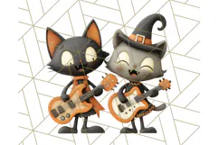 Retro Halloween Clipart Vintage PNG Graphics, 50s Holiday Product Image 4
