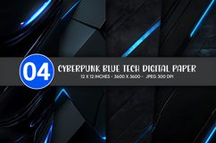 Cyberpunk Blue Tech Digital Paper Product Image 1