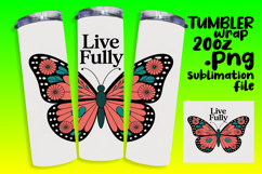 20oz Sublimation Tumbler Wrap , Butterfly Product Image 1