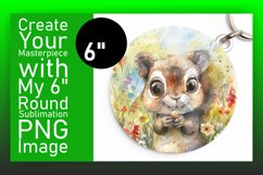Watercolor Animal &amp; Bloom Round Design Keychain PNG Product Image 1