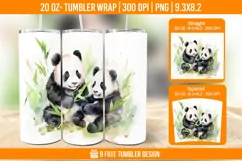 Cute Panda Tumbler Wrap Designs, Sublimation Wrap Product Image 1