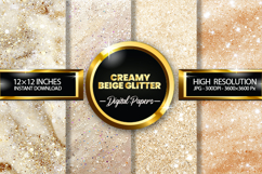 Creamy beige glitter Digital Papers - 04 variations Product Image 1