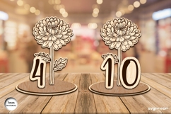 Chrysanthemum Table Numbers Laser Cut | Glowforge | SVG Product Image 2