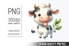 Cow Clipart PNG, Farm Animals Clipart, Rustic Farm Art Product Image 1