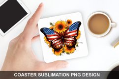 4Th Of July Butterfly- Coaster Sublimation Design Product Image 1