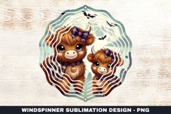 Halloween Highland Cow Wind Spinner Sublimation Design Product Image 1
