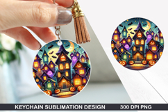 Halloween House Keychain Sublimation -Halloween Keychain PNG Product Image 1