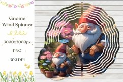 Garden Gnome Wind Spinner Design, Flowers Wind Spinner PNG Product Image 1