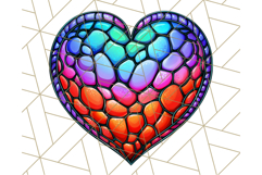 Stained Glass Hearts and Butterflies Clipart PNG Product Image 4