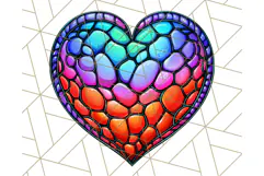 Stained Glass Hearts and Butterflies Clipart PNG Product Image 4