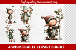 Whimsical Elf Clipart | Cute Christmas Elf PNG Illustration Product Image 1