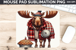 Watercolor Moose Mouse Pad Sublimation - Christmas PNG Product Image 1