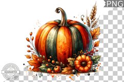 Pumpkin Flowers Sublimation - Clipart PNG Design Product Image 1