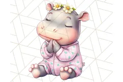 Praying Baby Animals in Pajamas Clipart, Sleepy Animal Png Product Image 4