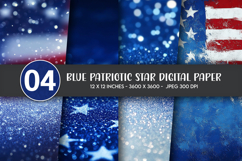 Blue Patriotic Star Digital Paper Product Image 1