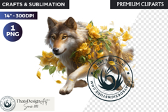 Floral Wolf Fantasy clipart, Botanical Wildlife Graphics PNG Product Image 1