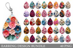 3D Flowers Earring Bundle. Flowers Teardrop Earring Design Product Image 1