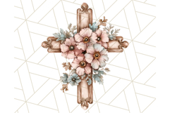 Faith Cross PNG with Flowers, Watercolor Religious Art Print Product Image 4