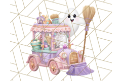 Pastel Halloween Town PNG Clipart, Spooky Shops &amp; Homes Png Product Image 4