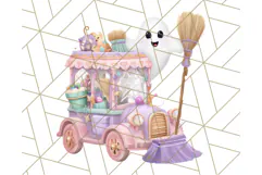 Pastel Halloween Town PNG Clipart, Spooky Shops & Homes Png Product Image 4