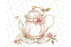 Pastel Tea Clip Art PNG with Sweets and Floral Accents Png Product Image 4