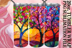 20oz Tumbler Wrap Colorful Tree Stained Glass Design Product Image 1