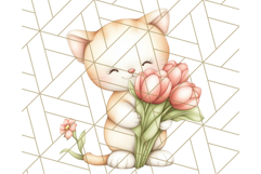 Cute Animals with Tulips PNG, Spring Flower Clipart Download Product Image 4