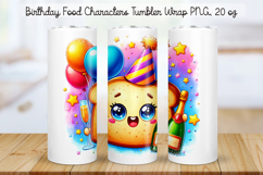 Birthday Food Character Tumbler Wrap PNG 20 oz Product Image 1