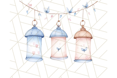 Pastel Blue Fairy Garden Clipart, Enchanted Cottagecore Png Product Image 4