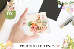 Floral Easter Magnet, Cute Bunny Square Coaster Template Product Image 1