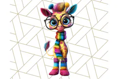 Funky Safari Animals PNG Clipart With Rainbow Hair, Cute Png Product Image 4