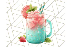 Coral and Aqua Summer Clipart PNG Pastel Tropical Icons Product Image 4