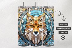 Wolf Stained Glass Square Coaster - 4 Variations Product Image 1