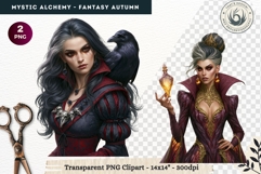 Gothic Witch Mystic Alchemy Clipart, Autumn Apothecary PNG Product Image 1
