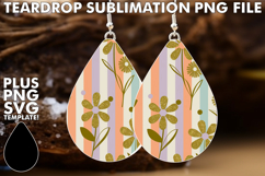 Whimsical teardrop EARRINGS Art PNG, Gold Flower Product Image 1