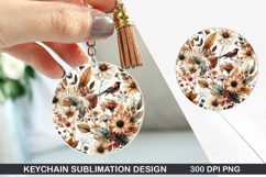 Flower Keychain Sublimation - Autumn Keychain PNG Design Product Image 1