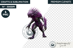 Halloween Acid Monster Clipart PNG Neon Fantasy Character Product Image 1