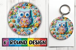 Colorful Owl 3D Sub Design: Whimsical Round, Keychain Product Image 1