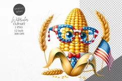 Patriotic clipart, Corn cob clipart, USA sublimation Product Image 1